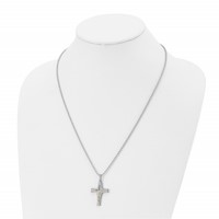 Chisel Stainless Steel Polished Necklace with 14K Gold Accent Crucifix Pendant on a Ball Chain, 22" view 4