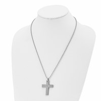 Chisel Stainless Steel Polished with 14K Gold Accent .02 Carat Diamond Cross Pendant on a 22 Inch Ball Chain Necklace view 4