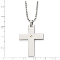 Chisel Stainless Steel Polished with 14K Gold Accent .02 Carat Diamond Cross Pendant on a 22 Inch Ball Chain Necklace view 5