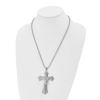 Chisel Stainless Steel Polished Large Crucifix Pendant on a Ball Chain Necklace, 22" view 4