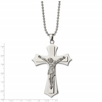 Chisel Stainless Steel Polished Large Crucifix Pendant on a Ball Chain Necklace, 22" view 3