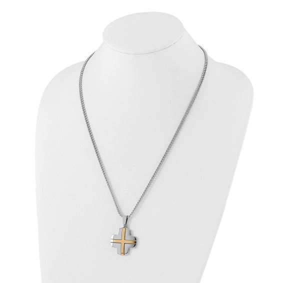 Stainless Steel Yellow IP-plated Cross Necklace