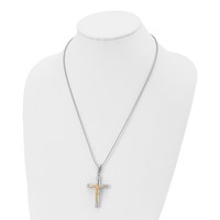 Chisel Stainless Steel Polished Yellow IP-plated Crucifix Pendant on a Ball Chain Necklace, 22" view 4