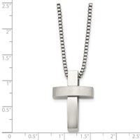 Chisel Stainless Steel Brushed and Polished Cross Pendant on a Box Chain Necklace, 22" view 5