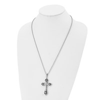 Chisel Stainless Steel Polished Enameled Necklace with.01 Carat Diamond Cross Pendant on a Ball Chain, 24" view 4
