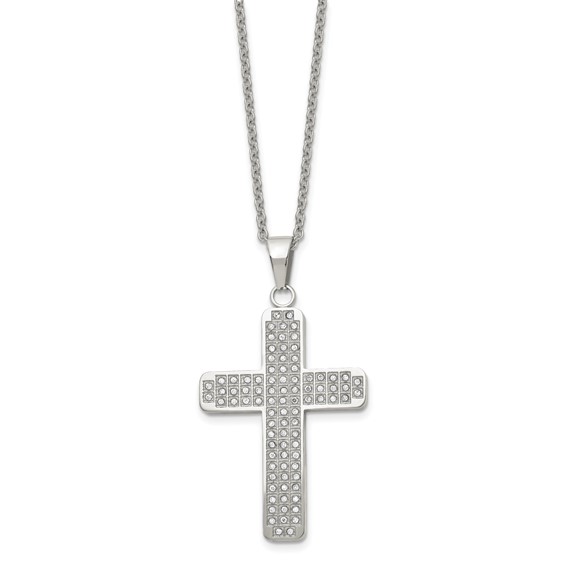 Stainless Steel CZ Cross Necklace