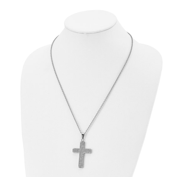 Stainless Steel CZ Cross Necklace