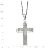 Chisel Stainless Steel Polished Necklace with CZ Cross Pendant on a Cable Chain, 22" view 5