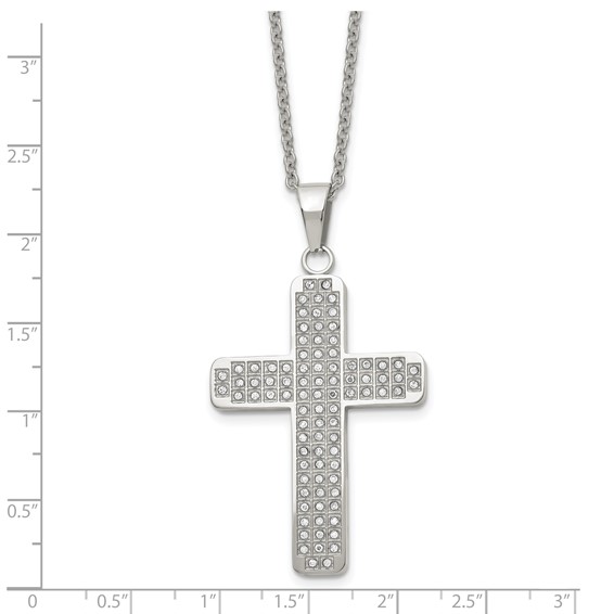 Stainless Steel CZ Cross Necklace
