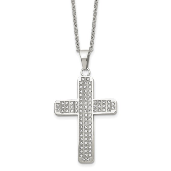 Stainless Steel CZ Cross Necklace