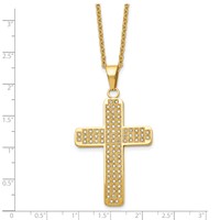 Chisel Stainless Steel Polished Yellow IP-plated Necklace with CZ Cross Pendant on a Cable Chain, 22" view 5