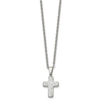 Chisel Stainless Steel Polished Crystal Cross Pendant on a 22 Inch Cable Chain Necklace view 3