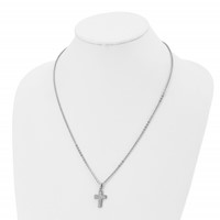 Chisel Stainless Steel Polished Crystal Cross Pendant on a 22 Inch Cable Chain Necklace view 4