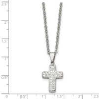 Chisel Stainless Steel Polished Crystal Cross Pendant on a 22 Inch Cable Chain Necklace view 5