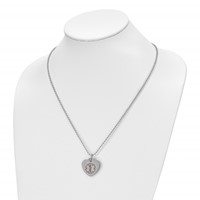Chisel Stainless Steel Polished Necklace with Red Enamel Heart Medical ID Pendant on a Ball Chain, 22" view 4
