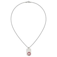 Chisel Stainless Steel Polished Necklace with Red Enamel Medical ID Dog Tag on a Ball Chain, 22" view 5