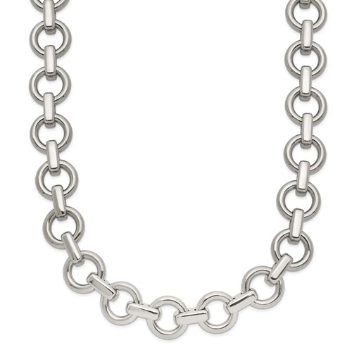 Chisel Stainless Steel Polished Circle Link Necklace, 20"