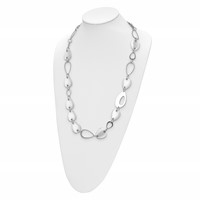 Stainless Steel Polished White Cat's Eye Necklace, 26" view 4