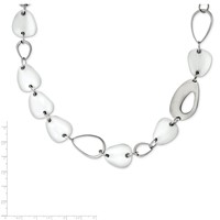 Stainless Steel Polished White Cat's Eye Necklace, 26" view 3