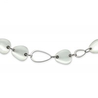 Stainless Steel Polished White Cat's Eye Necklace, 26" view 1