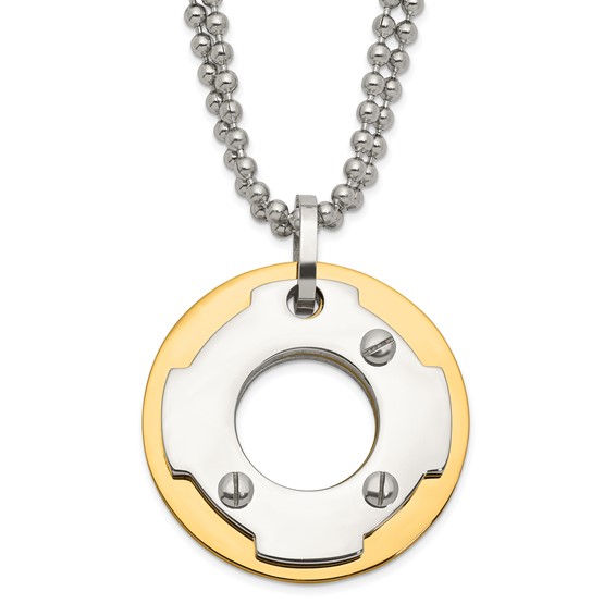 Stainless Steel Yellow IP-plated Circle Double Necklace