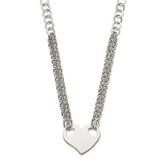 Stainless Steel Polished Heart 20in Necklace
