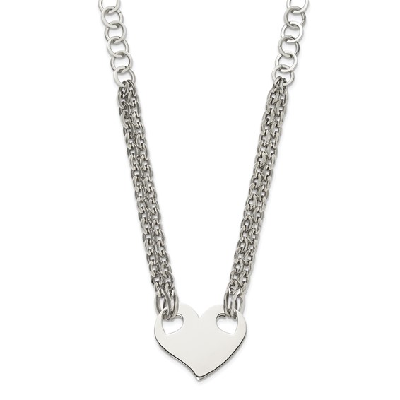 Stainless Steel Polished Heart 20in Necklace