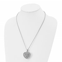 Chisel Stainless Steel Polished Filigree Puffed Heart Pendant on a 22 Inch Cable Chain Necklace view 4