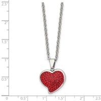 Chisel Stainless Steel Polished Necklace with Red Crystal Heart Pendant on a Cable Chain, 22" view 5