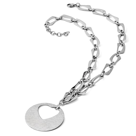 Stainless Steel Heart Cutout Pendant with 2 inch ext Necklace