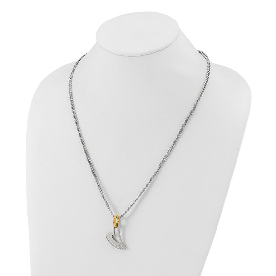 Stainless Steel Yellow IP-plated Polished CZ Heart Necklace