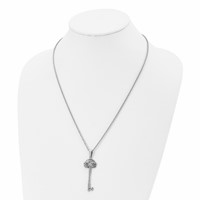 Chisel Stainless Steel Polished and Textured Key Pendant on a Cable Chain Necklace, 22" view 4