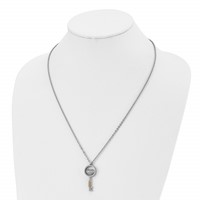 Chisel Stainless Steel Polished Yellow IP-plated Necklace with CZ Heart Key Pendant on a Cable Chain, 22" view 4