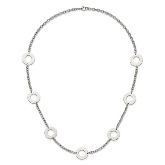Chisel Stainless Steel Polished Circles 26 inch Necklace