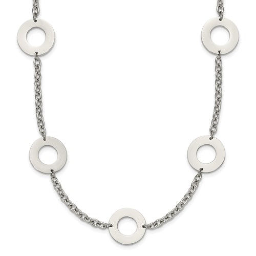Chisel Stainless Steel Polished Circles Necklace, 26"