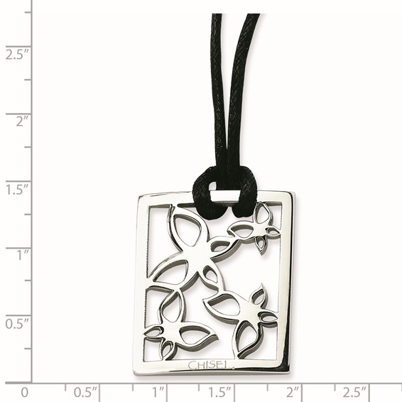 Stainless Steel Polished Square Butterfly Necklace