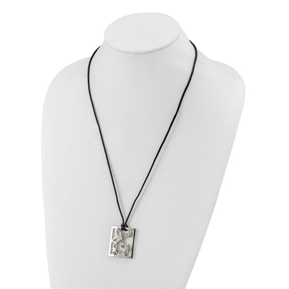 Stainless Steel Polished Square Butterfly Necklace