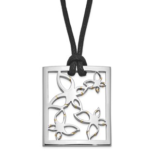 Stainless Steel Polished Square Butterfly Necklace