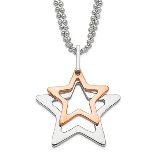 Stainless Steel & Rose IP-plated Stars Necklace