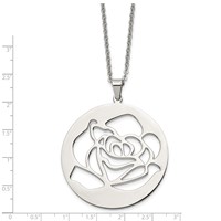 Stainless Steel Polished Rose Cut-out Necklace, 22" view 3