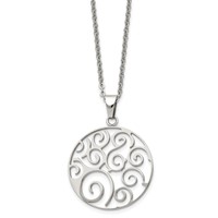 Chisel Stainless Steel Polished Fancy Swirl Pendant on a Cable Chain Necklace, 22" view 3