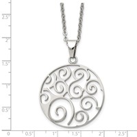 Chisel Stainless Steel Polished Fancy Swirl Pendant on a Cable Chain Necklace, 22" view 5