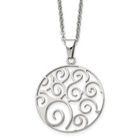 Chisel Stainless Steel Polished Fancy Swirl Pendant on a Cable Chain Necklace, 22" view 1