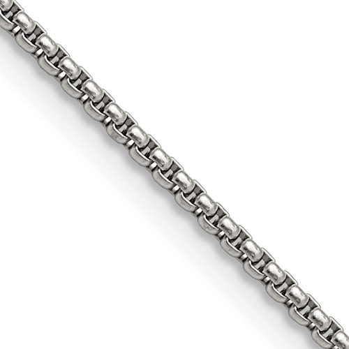 Chisel Stainless Steel Polished 2.2mm Rounded Box Chain, 16"