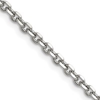 Chisel Stainless Steel Polished Diamond-cut 3.4mm Cable Chain, 18" view 1
