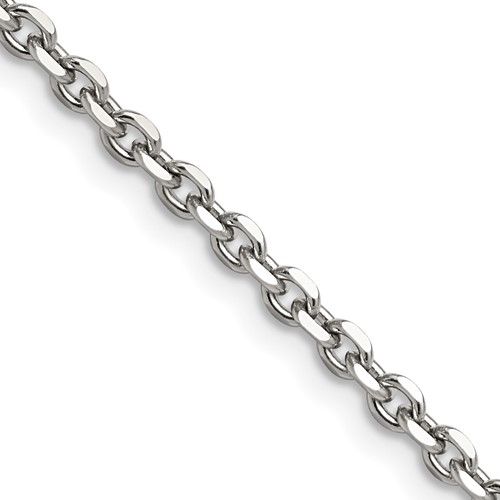 Chisel Stainless Steel Polished Diamond-cut 3.4mm Cable Chain, 18"