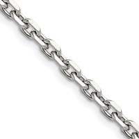 Chisel Stainless Steel Polished Diamond-cut 5.3mm Cable Chain, 20" view 1
