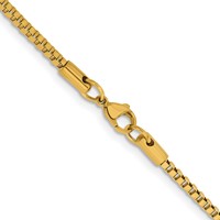Chisel Stainless Steel Polished Yellow IP-plated 2.4mm Box Chain, 18" view 3