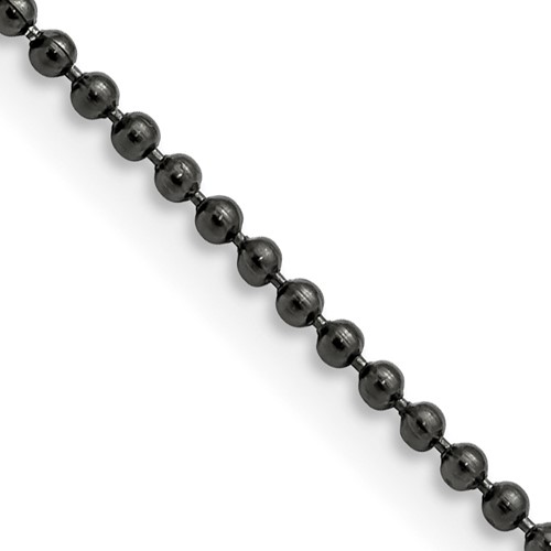 Chisel Stainless Steel Polished Black IP-plated 2mm Ball Chain, 18"