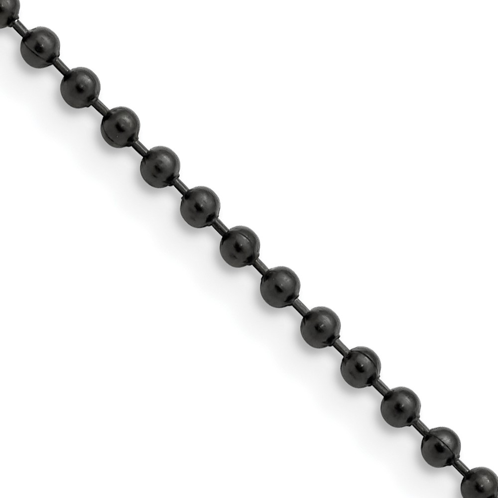 Chisel Stainless Steel Polished Black IP-plated 2.4mm Ball Chain, 18"